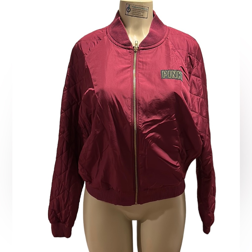 Wine red collectible pink bomber jacket